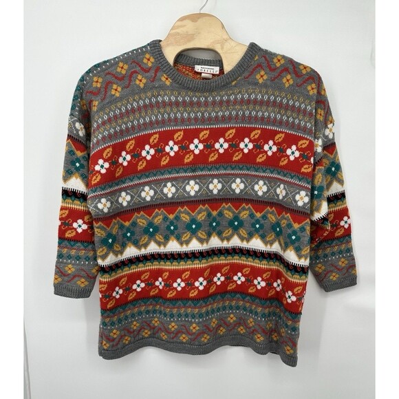 Vtg Moda International Forelli Sweatshirt Women 3X red floral Crewneck - Picture 1 of 7